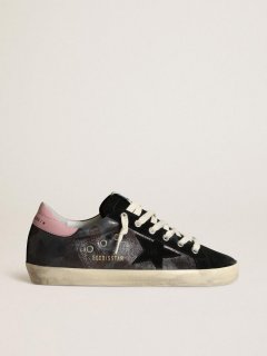 Super-Star LTD sneakers in metallic camouflage nappa leather with black suede star and pink leather heel tab